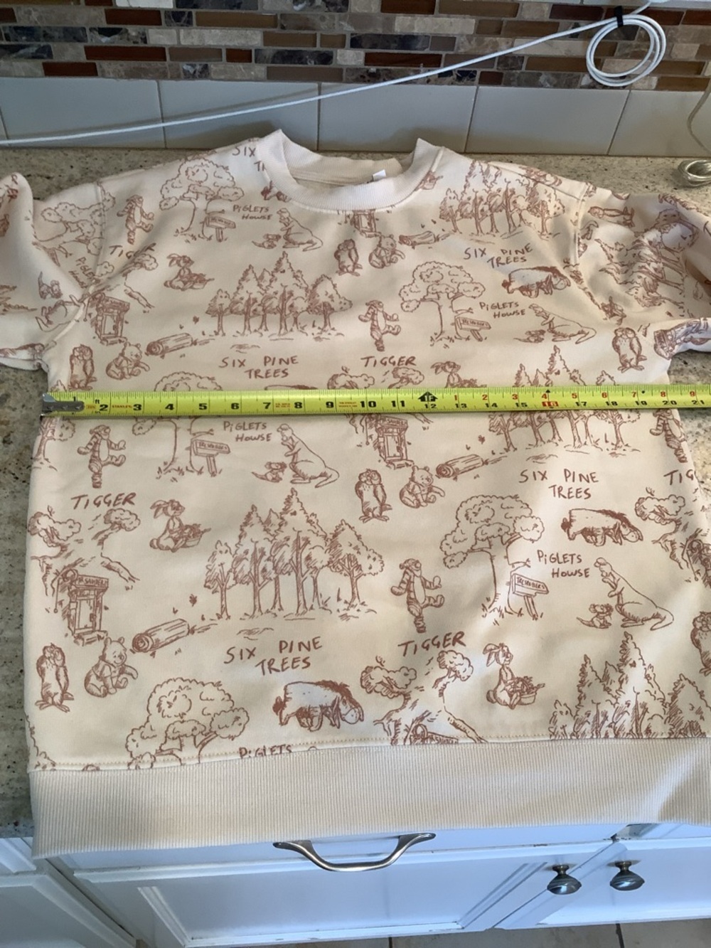Disney Cream Graphic Sweatshirt with Pooh Tigger Sketch Print Small - Picture 5 of 8